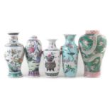 Five Chinese vases