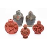 Five Chinese snuff bottles,