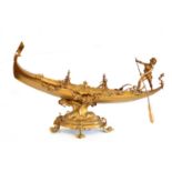 Late 19th century cast brass table centrepiece in the form of a Gondola