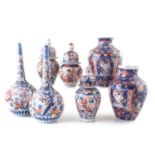 Seven Japanese imari vases,