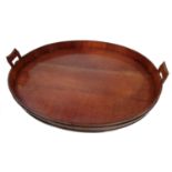 Early 19th-century mahogany two-handled oval gallery tray