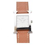 A Hermes stainless steel H quartz watch,