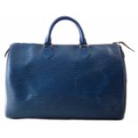 A Louis Vuitton blue Epi Speedy 35 handbag,