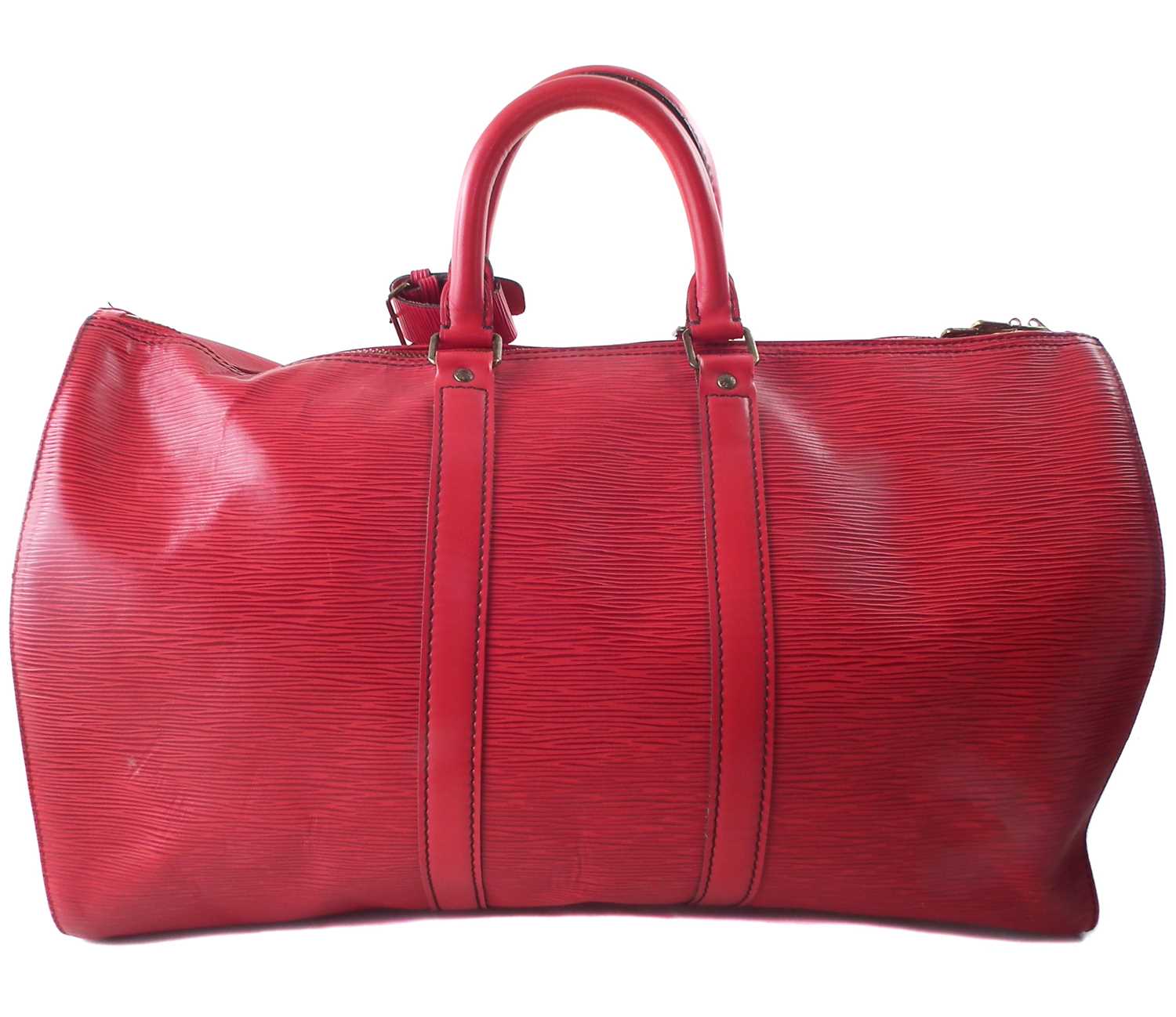 A Louis Vuitton red Epi Keepall 45 luggage bag, - Image 2 of 2