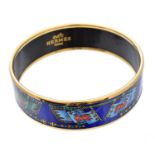 A Hermes 'Flag' gold-tone enamel bangle bracelet,