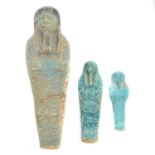 Three Egyptian style faience Ushabti figures,