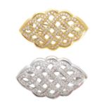 A pair of diamond brooches,