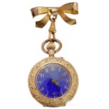 A late 19th century continental enamel fob watch,
