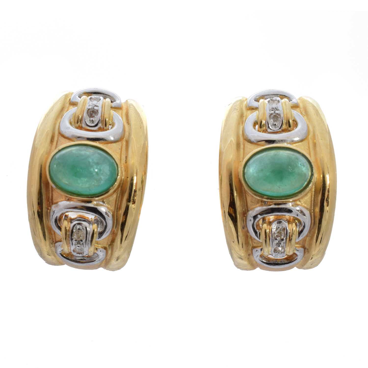 A pair of emerald and diamond earrings,