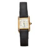 A ladies silver-gilt Must De Cartier Tank Quartz watch,