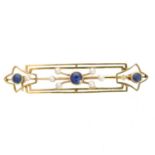 An early 20th century sapphire and seed pearl brooch,