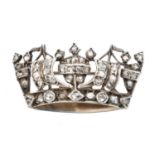 A diamond naval crown brooch,