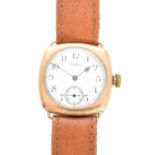 A 1920s 9ct gold Waltham wristwatch,