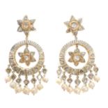A pair of Indian diamond earrings,