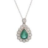 An emerald and diamond necklace,