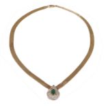 An 18ct gold emerald and diamond necklace,