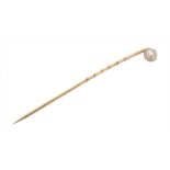 A natural saltwater pearl stickpin,