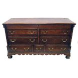 George III oak and mahogany Lancashire chest