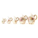 Five Royal Worcester Blush Ivory jugs