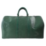 A Louis Vuitton green Epi Keepall 50 luggage bag,