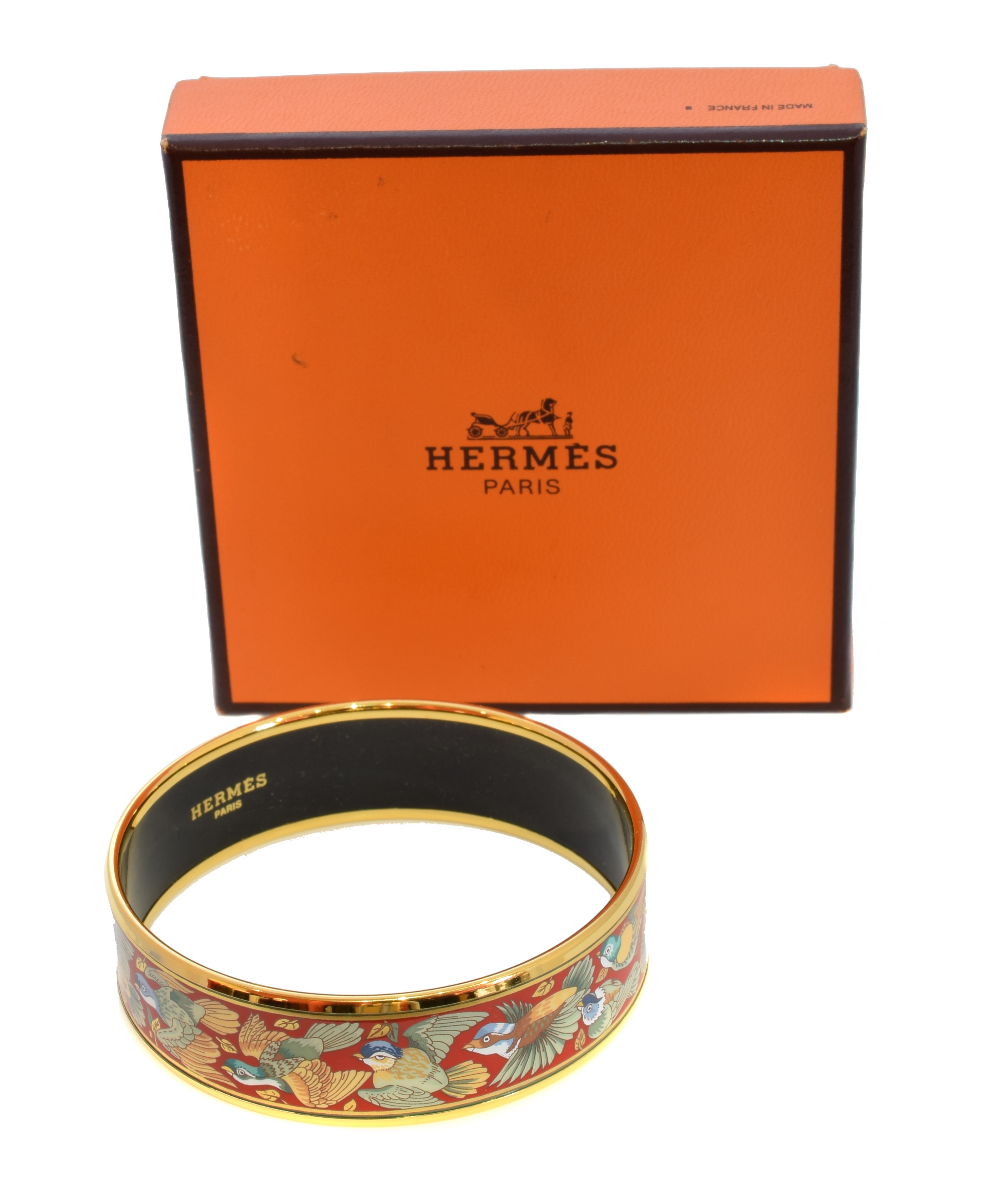 A Hermès 'Birds Species' gold-tone enamel bangle bracelet, - Image 3 of 3