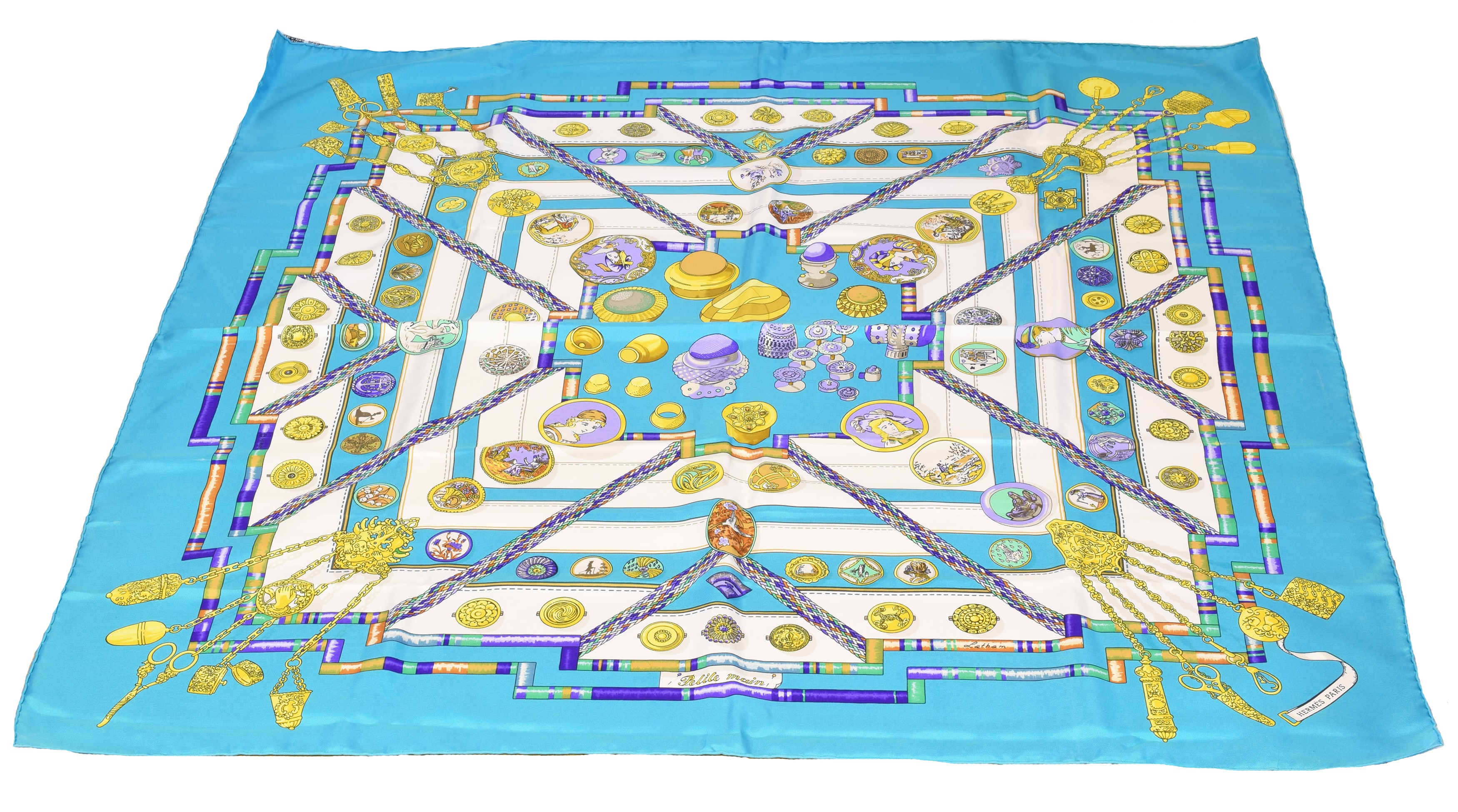 A Hermès "Petite Main" silk scarf by Cathy Latham,