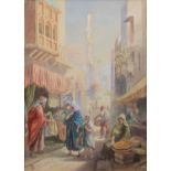Frederick Goodall, Middle Eastern street scene, watercolour.