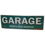 Garage parts and service, enamel sign