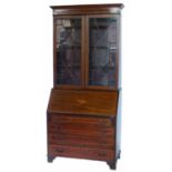 Edwardian mahogany bureau bookcase.