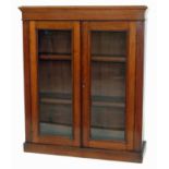 Victorian mahogany two door glazed bookcase width (35") 90cms, height (42") 107cms.