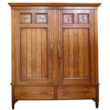 Late 19th-century satin walnut two-door wardrobe.