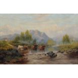 Sydney, 19th/20th century, River scene with highland cattle watering. oil