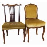 George III mahogany Chippendale style single chair with tapestry seat and a 19th century French sing