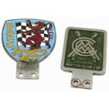 British Automobile Racing Club (BARC) badge and a Mid Cheshire Motor Club Badge.