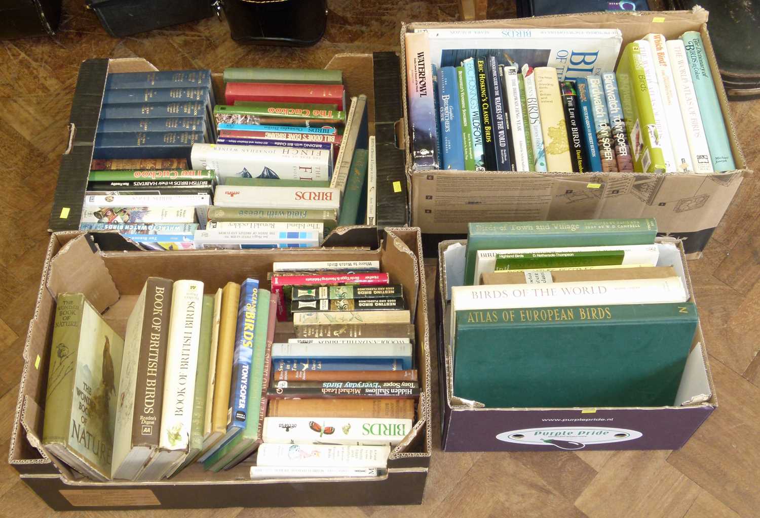 Four boxes of books on birds, bird watching and related subjects (84 volumes)