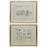 Two prints cutaway drawings.