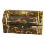 Tortoiseshell and brass casket jewellery box