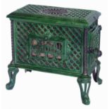 Chauffette "Godin" green enameled stove.