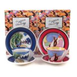 Two Wedgwood Clarice Cliff trios,