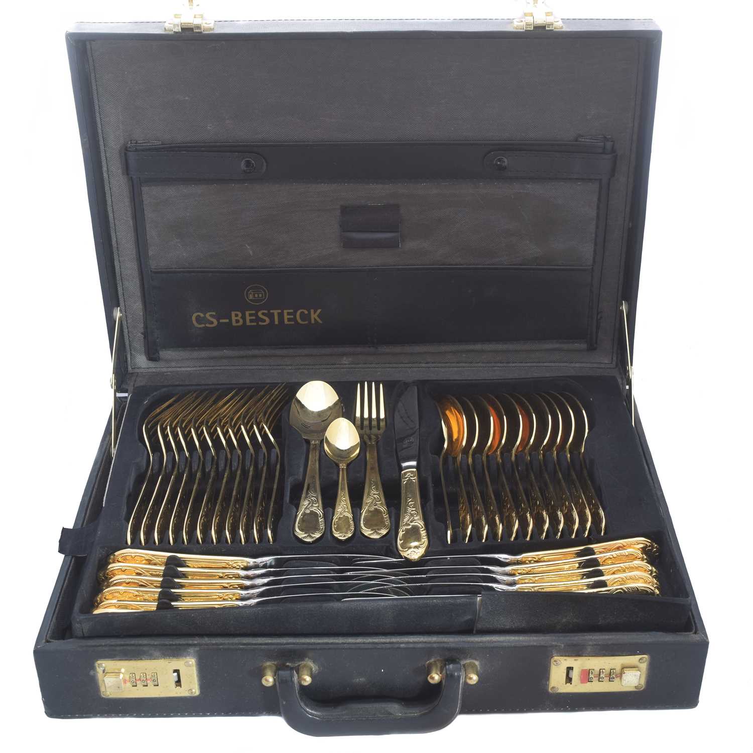A cased canteen of Besteck 24ct gold plated Solingen cutlery,