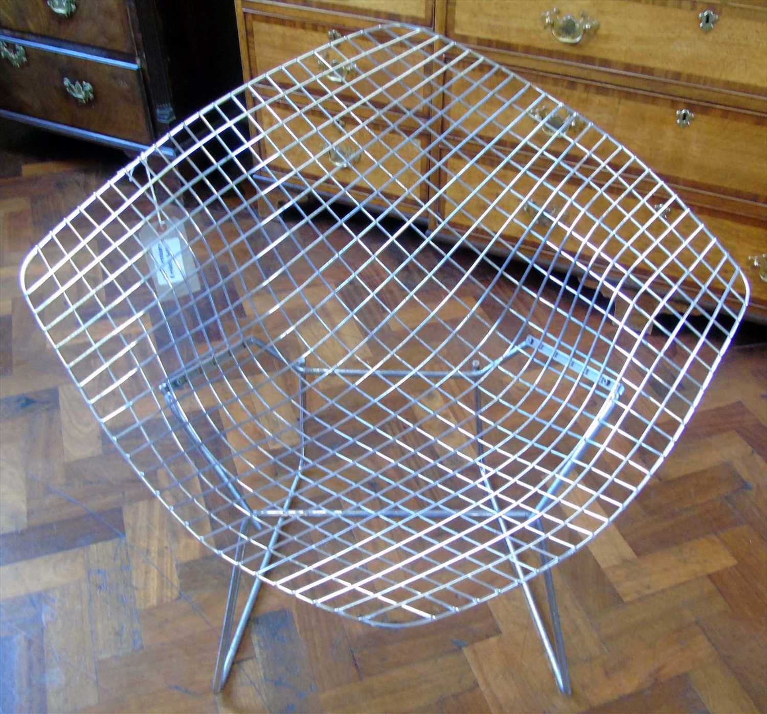 Four 1970's diamond shaped chromium plated wire-work chairs. - Image 13 of 16