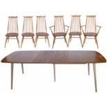 Ercol extending dining table and chairs.