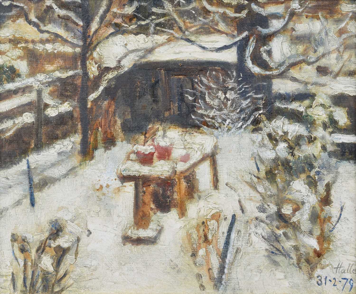 William Hallé (British 1912-1988) Garden in winter