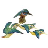 Beswick three piece Kingfisher wall plaque set etc.