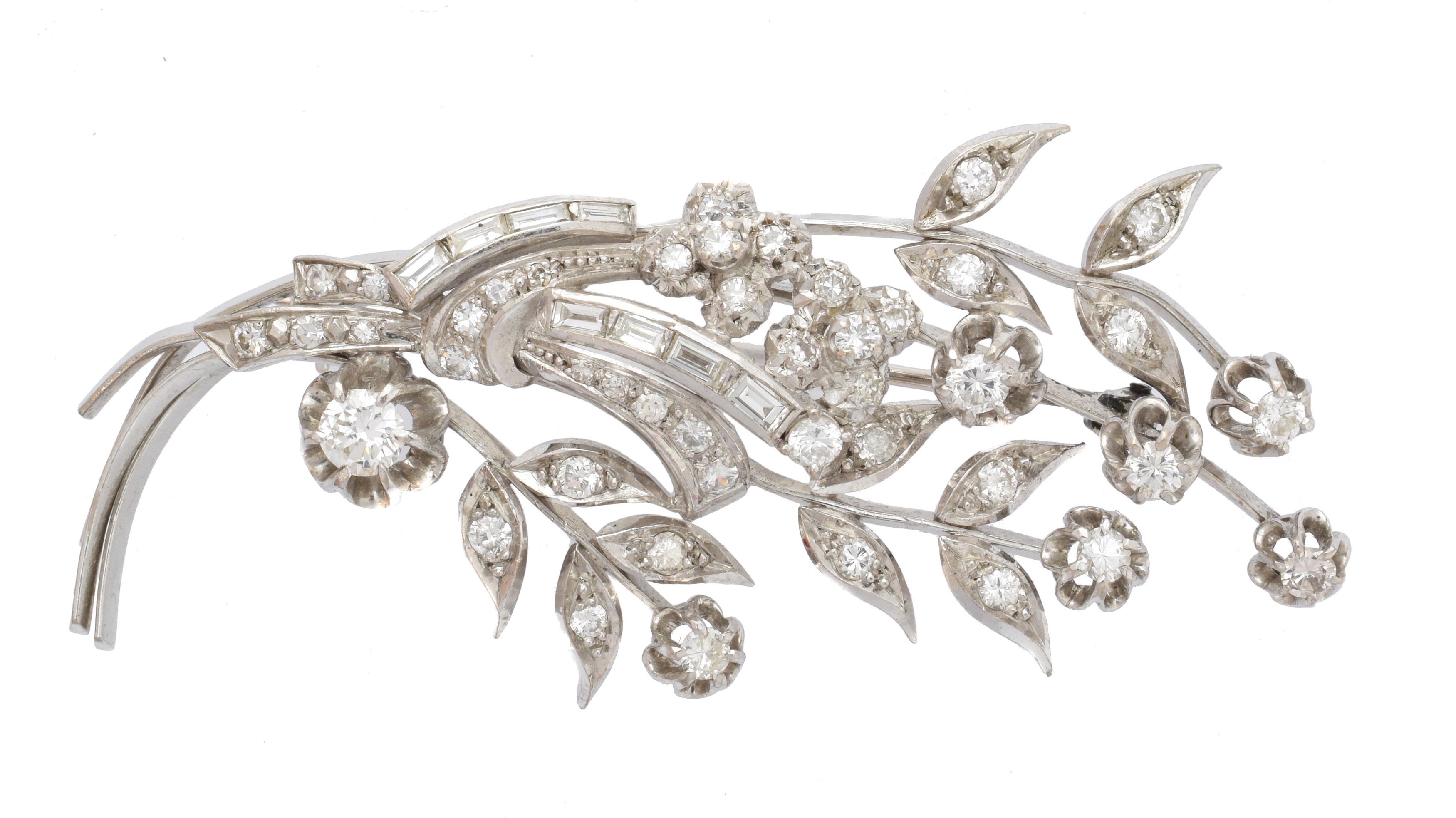 A diamond floral spray brooch,