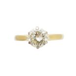 An 18ct gold diamond single-stone ring,