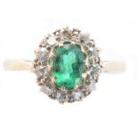 LOT WITHDRAWN A 9ct gold emerald and diamond cluster ring,