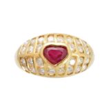 A ruby and diamond dress ring,