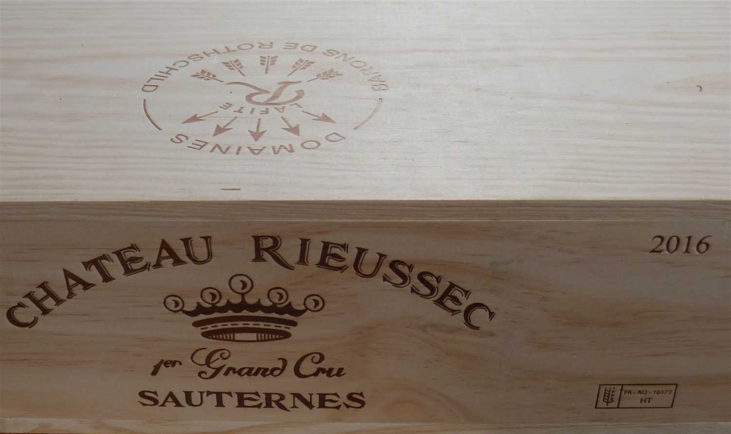 6 Bottles Chateau Rieussec Premier Cru Classe Sauternes 2016 (in OWC)