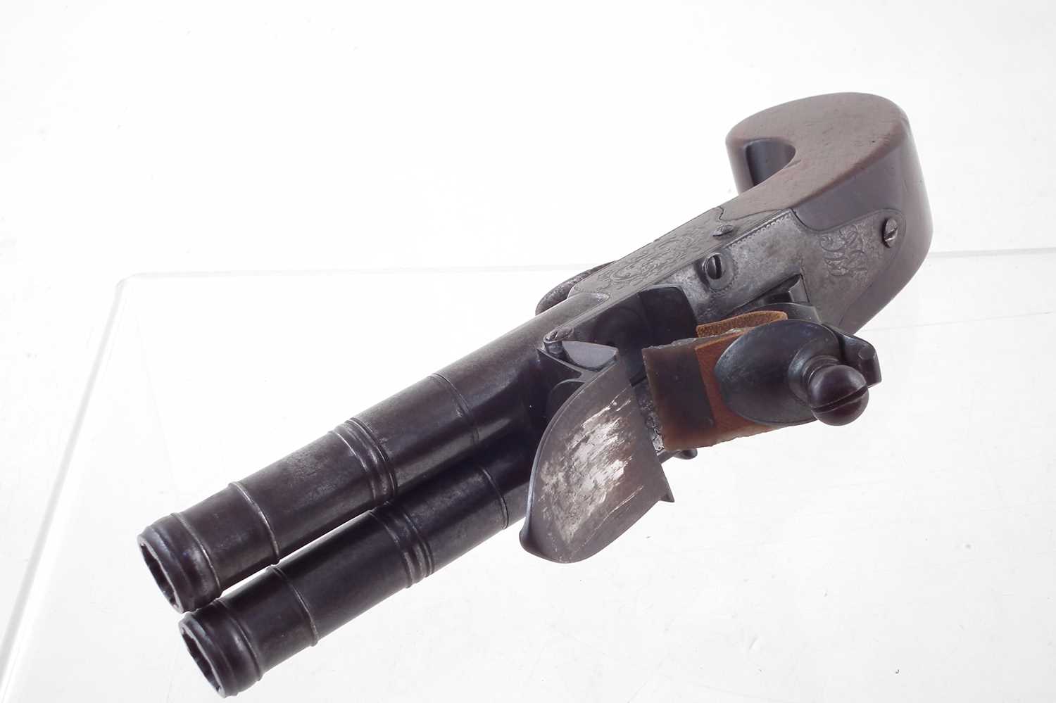 Flintlock double barrel boxlock pistol - Image 5 of 9